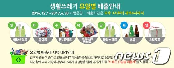 본문 이미지 - 제주 쓰레기 요일별 배출제.(제주시 제공)ⓒ News1