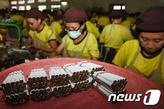 본문 이미지 - 인도네시아의 담배 제조 공장(자료사진) AFP=뉴스1