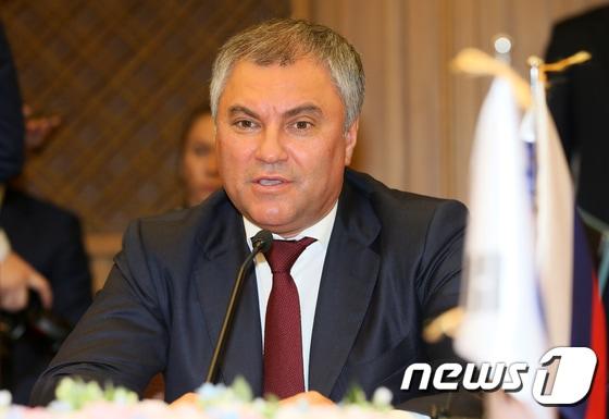 본문 이미지 - 뱌체슬라프 볼로딘 러시아 하원의장. 2017.6.19/뉴스1 ⓒ News1 이동원 기자