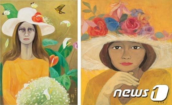 본문 이미지 - 케이옥션 6월 경매에 추정가 6억7000만~12억원에 출품된 1982년작 '길례언니'(46&times;34cm, 왼쪽)와, 2013~2014년 국립현대미술관 덕수궁관에서 열린 '명화를 만나다 : 한국 근현대회화 100선' 전시에 출품됐던 1973년작 '길례언니'(33.4x29cm). ⓒ News1