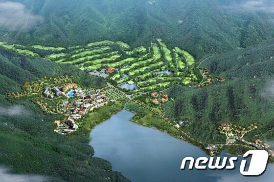 본문 이미지 - 전북 정읍시민의 숙원사업인 내장산리조트 관광단지 토지 분양률이 92%를 넘어 조성사업이 활기를 띄고 있다. 정읍 내장산리조트 조성부지 조감도.ⓒ News1