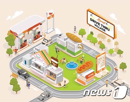 본문 이미지 - SK에너지 주유소 상상 프로젝트 한 줄 아이디어 부문 첫째주 장원 작품인 '지역 상인들과 함께 만든 특별한 Drive Thru 매장이 있는 상생의 주유소'ⓒ News1