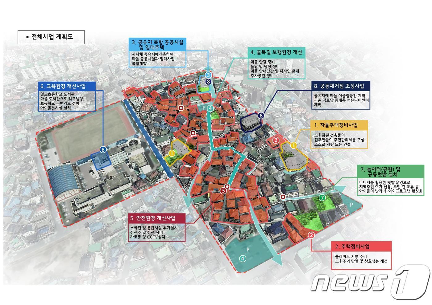 본문 이미지 - 제주 도시재생뉴딜사업 지역 '곱들락 신산머루  만들기'사업계획도ⓒ News1