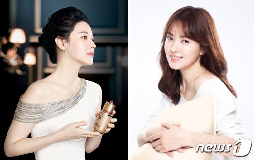 본문 이미지 - 업그레이드 비첩 자생 에센스 이영애 모델컷(왼쪽) 설화수 모델 송혜교ⓒ News1