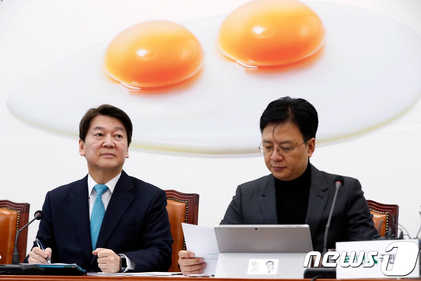 본문 이미지 - 안철수 전 국민의당 대표(현 바른미래당)와 장진영 전 최고위원. 뉴스1 ⓒ News1 안은나 기자