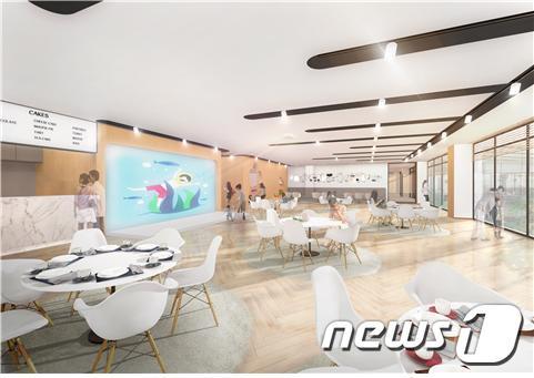 본문 이미지 - 자연 채광이 가능한 고덕 아르테온의 맘스카페(현대건설 제공)ⓒ News1