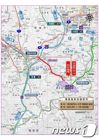본문 이미지 - 평촌산단 진입도로 위치도 ⓒ News1