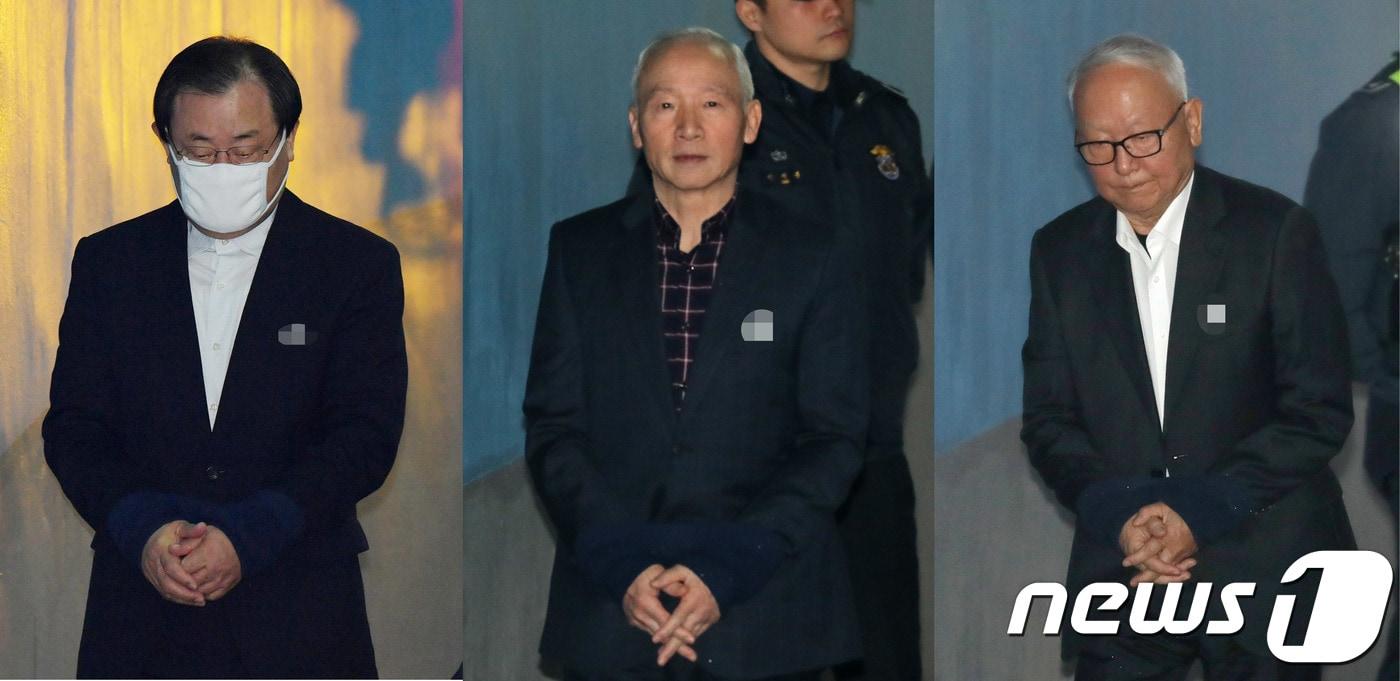 본문 이미지 - 박근혜 정부 당시 국정원 특수활동비를 청와대에 상납한 혐의를 받고 있는 이병기, 남재준, 이병호 전 국정원장(왼쪽부터)이 11일  항소심 선고공판에서  형이 감형됐다. ⓒ News1 이광호 기자