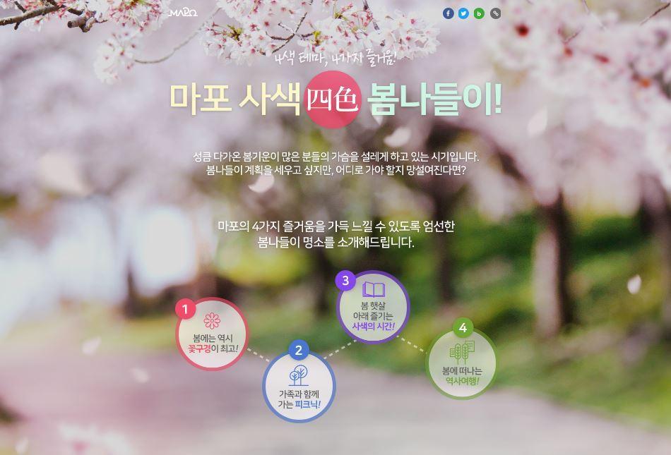 본문 이미지 - 마포구 홈페이지에 신설된 봄나들이 명소 안내페이지. ⓒ News1