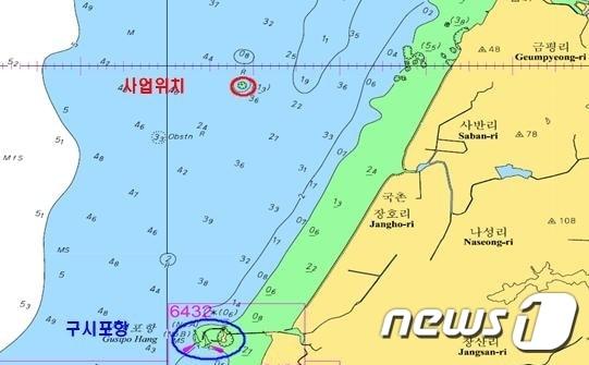 본문 이미지 - 고창군 해리면 해상의 수중암초 위치.ⓒ News1