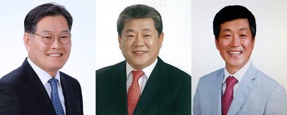 본문 이미지 - 왼쪽부터 더불어민주당 이경일, 자유한국당 윤승근, 바른미래당 신준수 고성군수 후보 ⓒ News1 