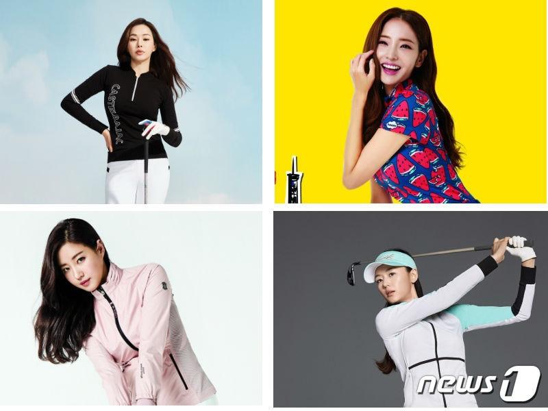 본문 이미지 - 까스텔발작 모델 이하늬, 레노마골프 모델 한채영, 볼빅브이닷 모델 전지현, 와이드앵글 모델 김사랑(왼쪽 위부터 시계방향 순) 광고 이미지. ⓒ News1