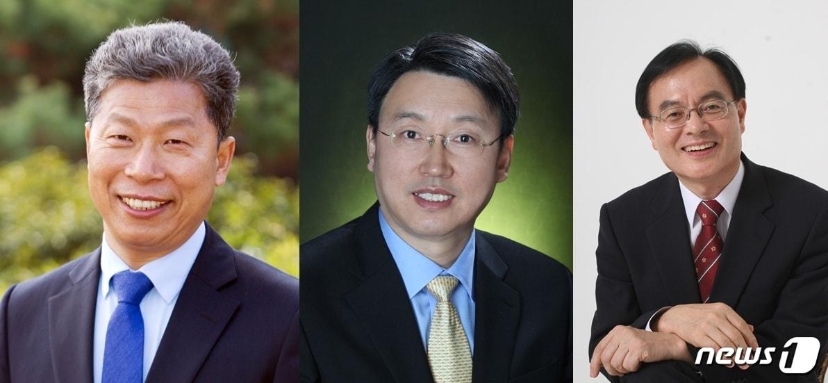 본문 이미지 - 광주 서구청장 선거에 출마한 서대석 더불어민주당 예비후보(왼쪽)·이성일 민주평화당 예비후보(가운데)·무소속의 임우진 예비후보. 2018.5.12/뉴스1 ⓒ News1 전원 기자