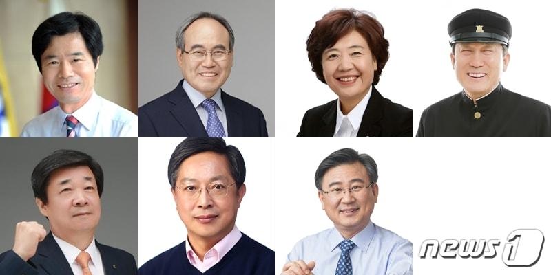 본문 이미지 - 윗쪽 왼쪽부터 김승환, 서거석, 이미영, 유광찬 예비후보, 아랫쪽 왼쪽부터 이재경, 황호진, 천호성 예비후보ⓒ News1