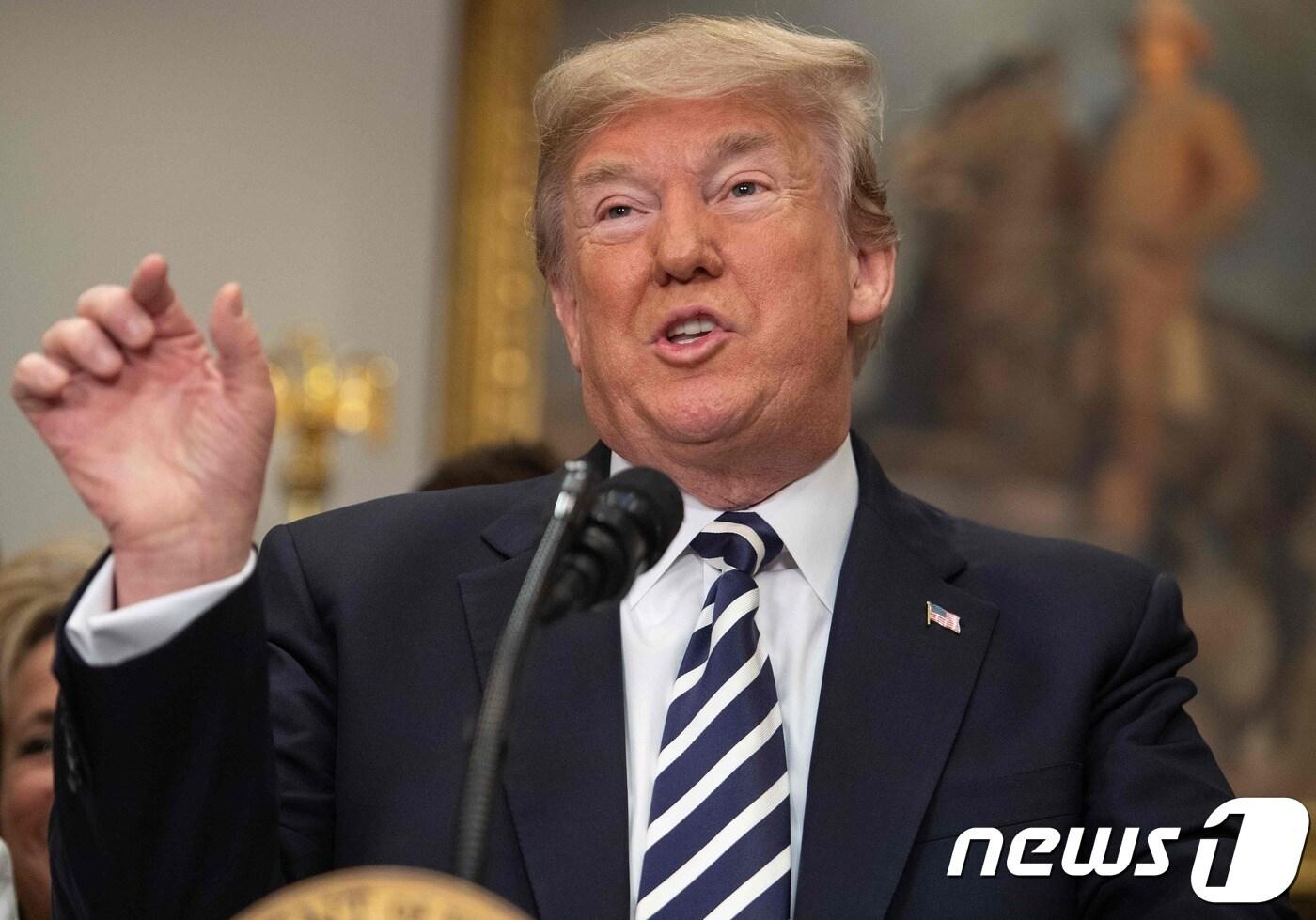 도널드 트럼프 미국 대통령이 24일 (현지시간)  김정은 북한 국무위원장에게 서한을 보내 북미정상회담을  취소했다고 밝히고 있다. ⓒ AFP=뉴스1 ⓒ News1 