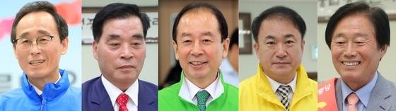 본문 이미지 - 전북도지사 후보. 왼쪽부터 송하진, 신재봉, 임정엽, 권태홍, 이광석 후보.ⓒ News1