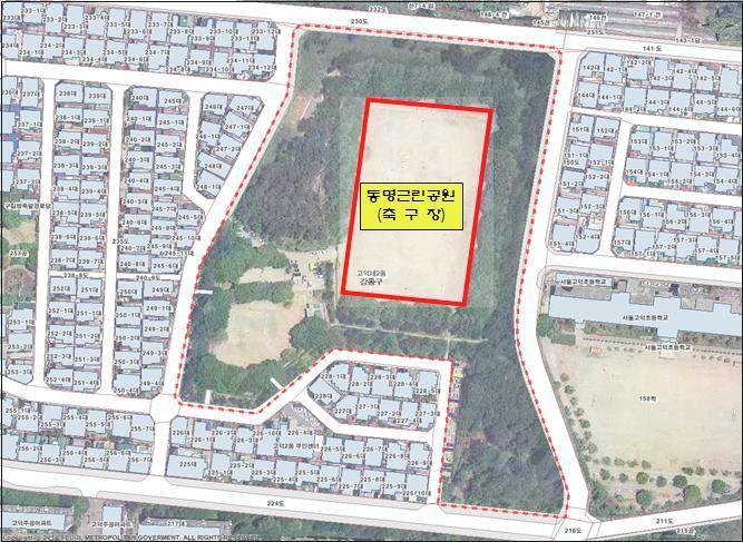 본문 이미지 - 주차장 건설 부지 위치도(강동구 제공).ⓒ News1