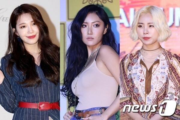 본문 이미지 - 정은지(왼쪽부터), 화사, 휘인ⓒ News1