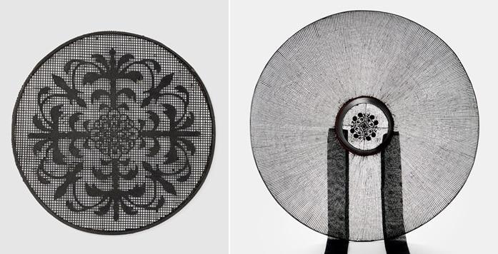 본문 이미지 - 종이를 오려 만든 정꽃(갓의 상부 장식·왼쪽)과 흑대립(갓).  문화재청 제공
