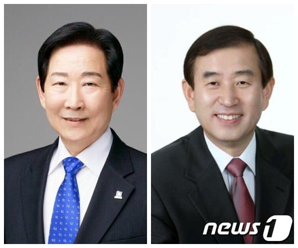 본문 이미지 - 6·13 지방선거 충주시장선거 후보군. 사진 왼쪽이 더불어민주당 우건도 후보, 사진 오른쪽이 자유한국당 조길형 후보. ⓒ News1