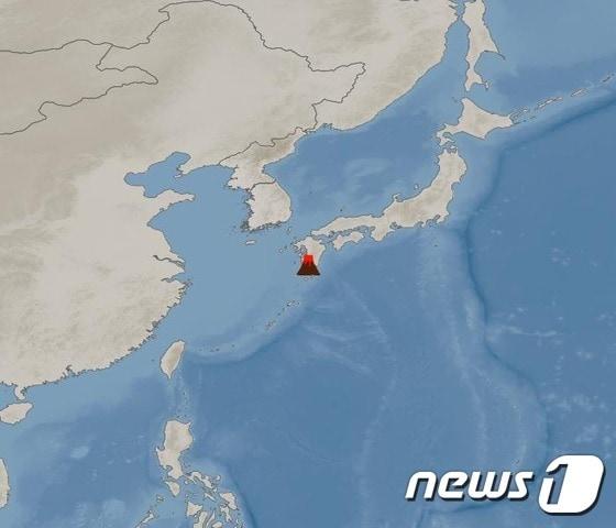 본문 이미지 - 규슈 사쿠라지마 화산 분출 지점 (기상청 제공) ⓒ News1 황덕현 기자 