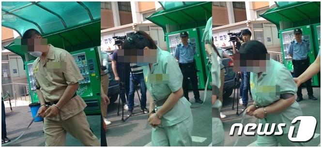 본문 이미지 - 6월29일 오후 1심 선고공판을 앞두고 준희양 사망사건 피고인들이 법정에 들어가고 있다.ⓒ News1임충식기자