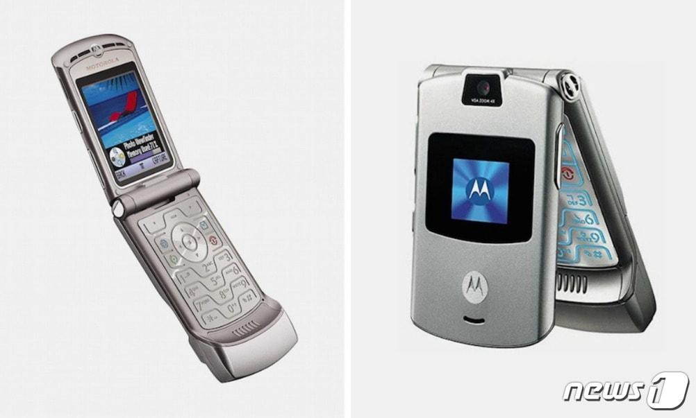 본문 이미지 - 2004년 7월 미국 시장에 출시돼 전 세계적으로 1억3000만대가 팔린 피처폰 모토로라 레이저 V3 모델. ⓒ News1