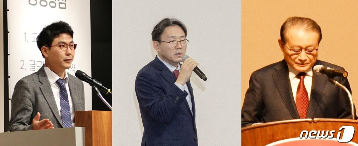 본문 이미지 - 2019년 제약업계 시무식. 전승호 대웅제약 대표, 안재현 보령제약 대표, 임성기 한미약품그룹 회장.(기업이름 순, 사진제공 각사) ⓒ News1