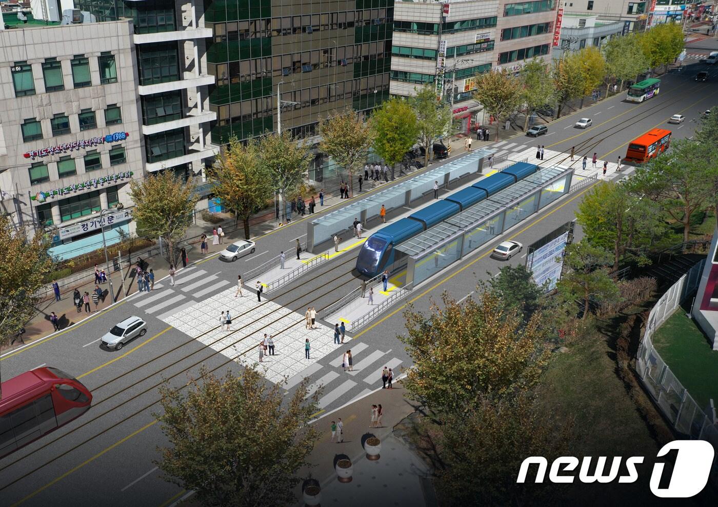 본문 이미지 - Kt 위즈파크 인근 트램 실증노선 조감도. ⓒ 뉴스1