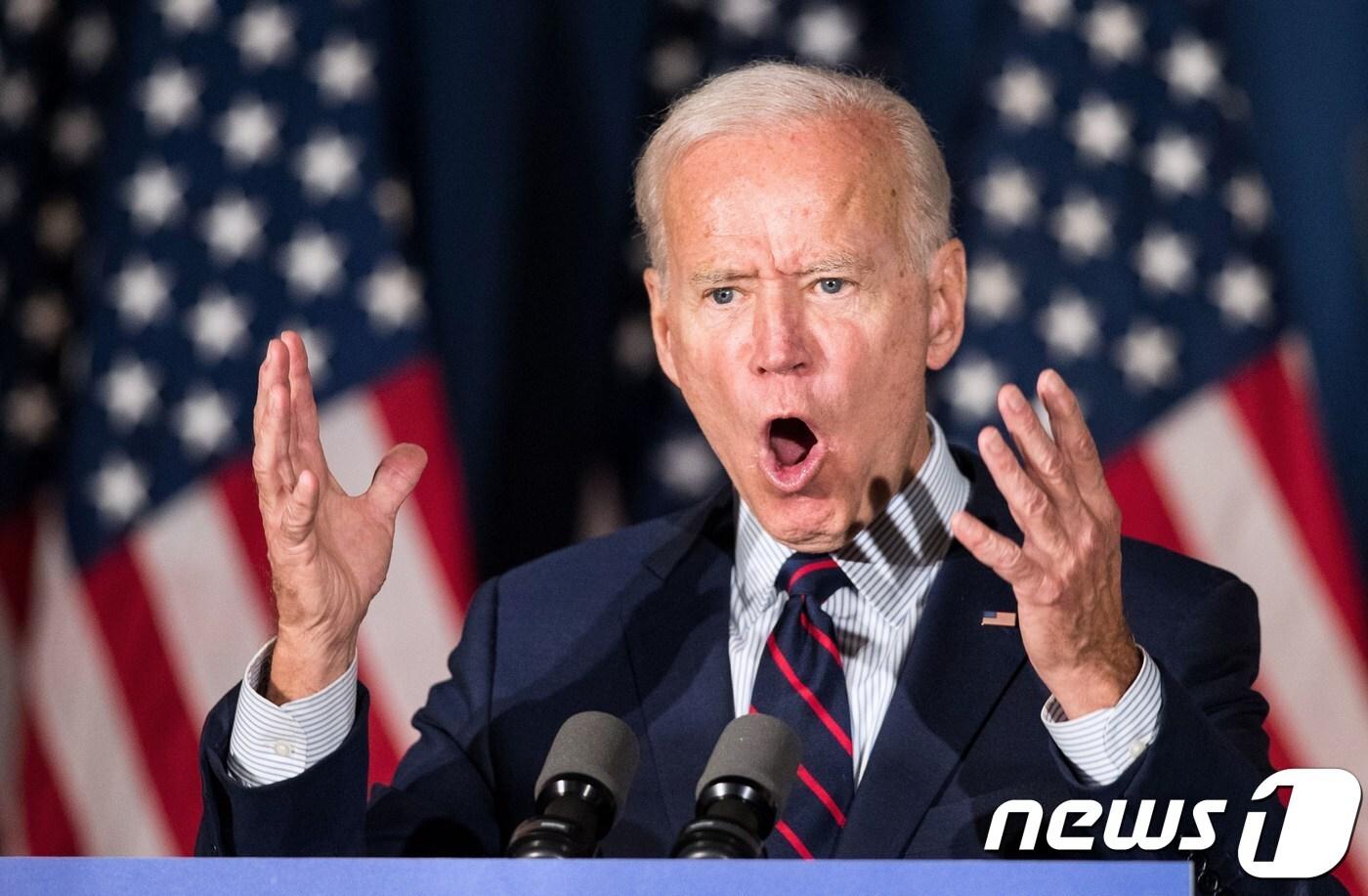 미국 대선 민주당 경선후보인 조 바이든 전 부통령이 뉴햄프셔주 로체스터에서 선거유세를 하고 있는 장면. ⓒ AFP=뉴스1 ⓒ News1 
