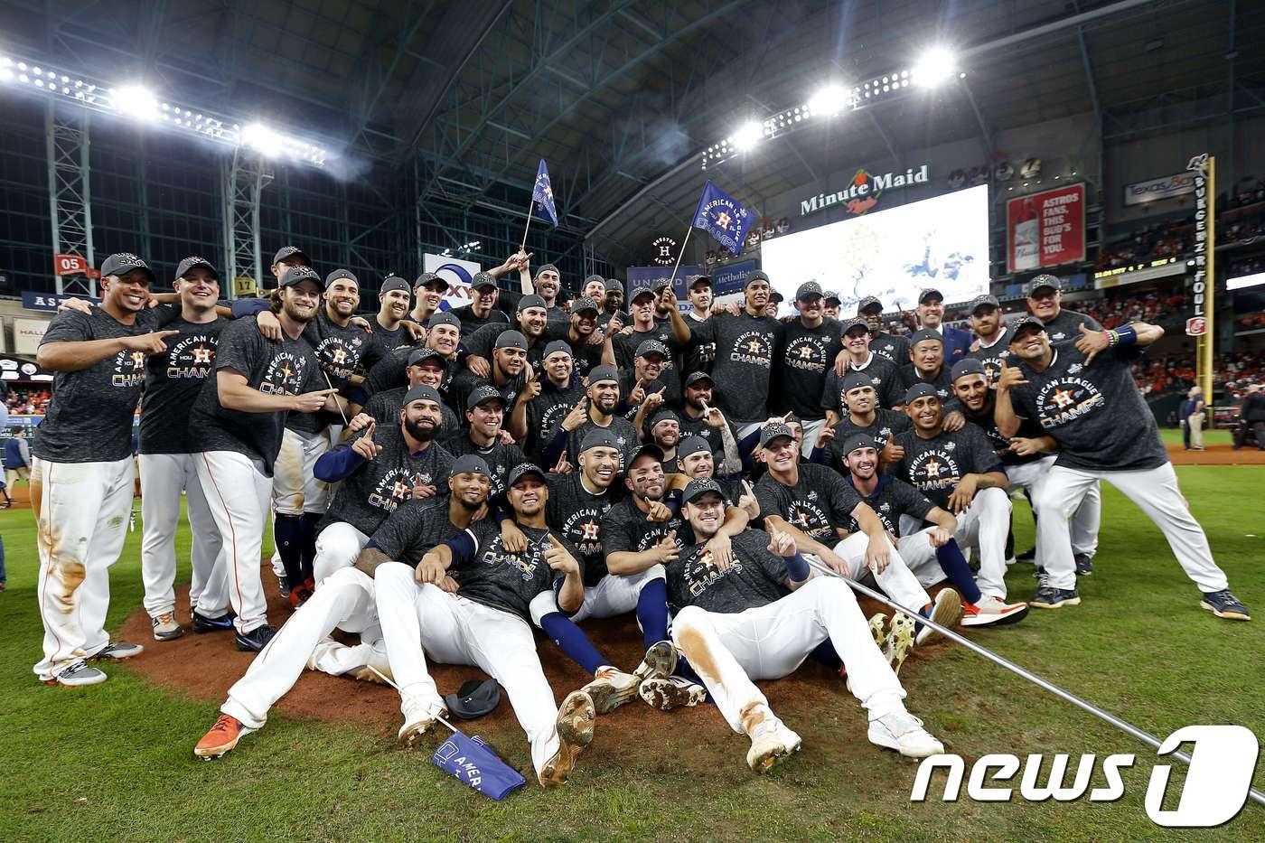 챔피언십시리즈에서 뉴욕 양키스를 물리치고 월드시리즈 진출을 확정한 휴스턴 애스트로스. ⓒ AFP=뉴스1