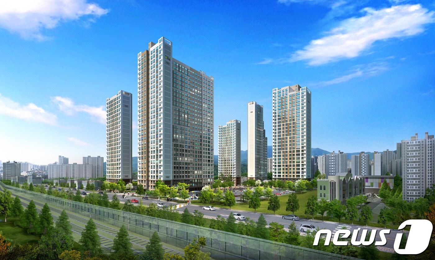 다우주택건설이 대전 동구 홍도동 경성2차 재건축사업으로 공급하는 '다우 갤러리 휴리움' 투시도.ⓒ 뉴스1