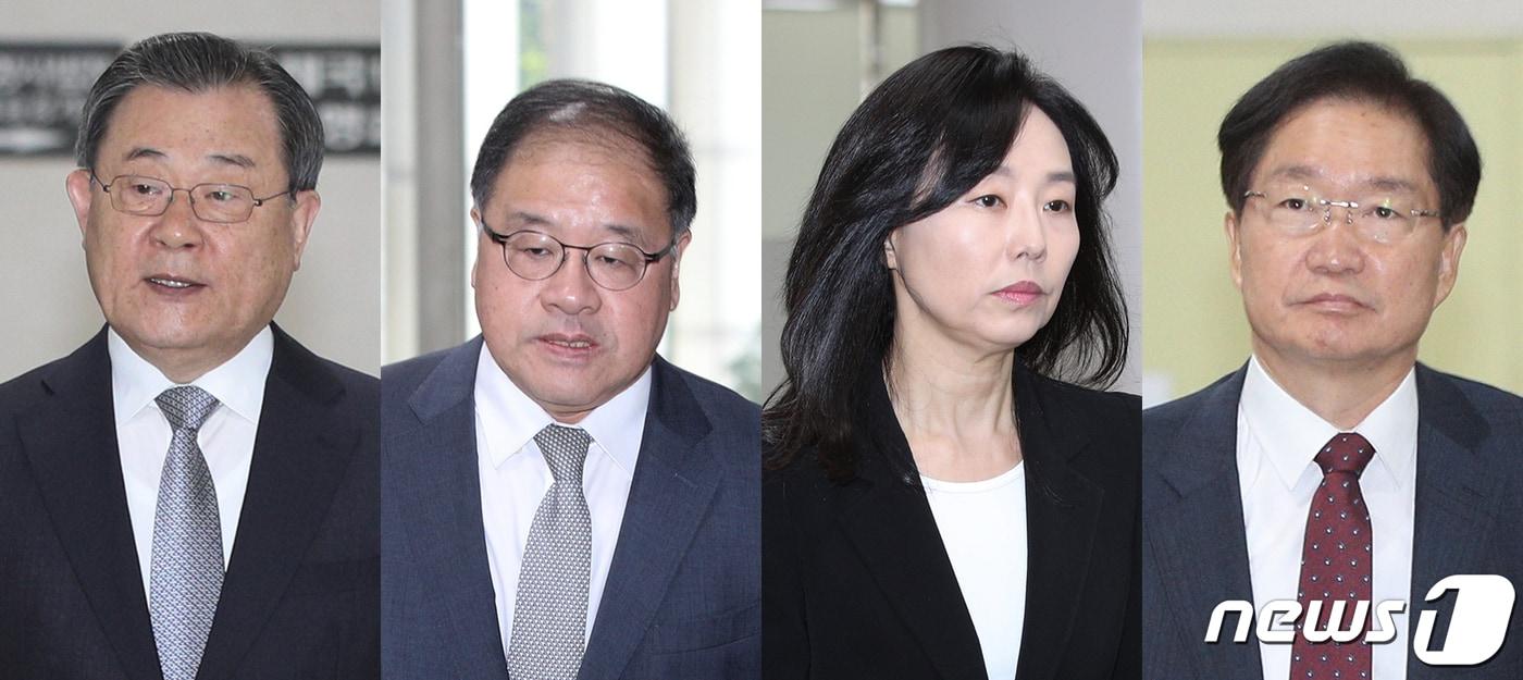 본문 이미지 - 4·16세월호참사 특별조사위원회(세월호특조위) 설립과 활동을 방해한 혐의를 받고 있는 이병기 전 청와대 비서실장(왼쪽부터), 안종범 전 청와대 경제수석, 조윤선 전 청와대 정무수석, 김영석 전 해양수산부 장관/뉴스1 ⓒ News1 신웅수 기자