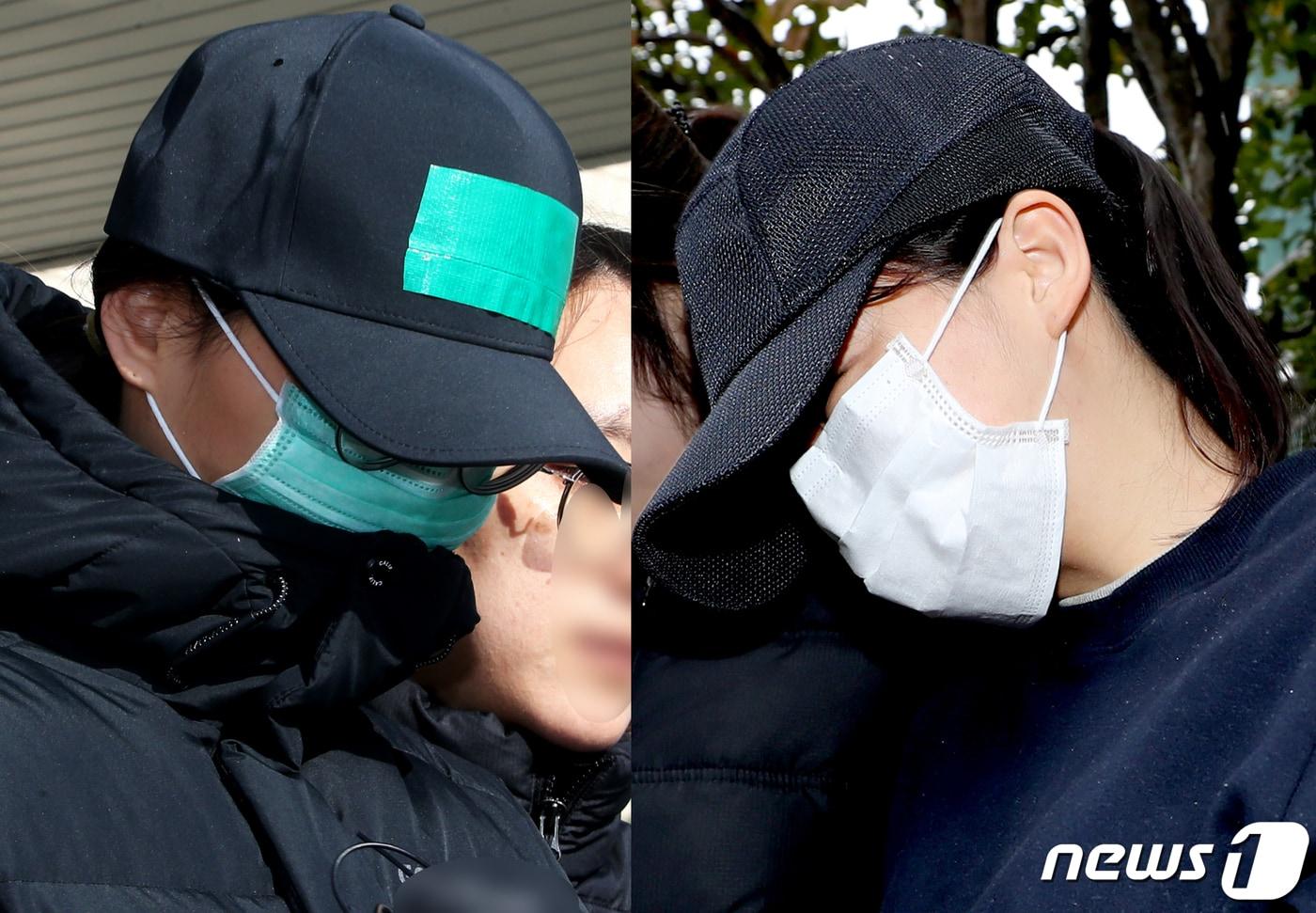 19일 오후 아동학대치사혐의를 받고 있는 A씨(22·여·사진 왼쪽)가 구속영장실질심사 출석을 위해 인천 남동경찰서를 나서고 있다. A씨는 지난 달 27일부터 14일까지 경기 김포 자택 빌라에서 함께 동거하던 B양(3)의 친모 C씨(23·여·사진 오른쪽)와 B양을 매일 때려 숨지게 한 혐의를 받고 있다.C씨는 지난 17일 구속됐다.2019.11.19/뉴스1 ⓒ News1 정진욱 기자