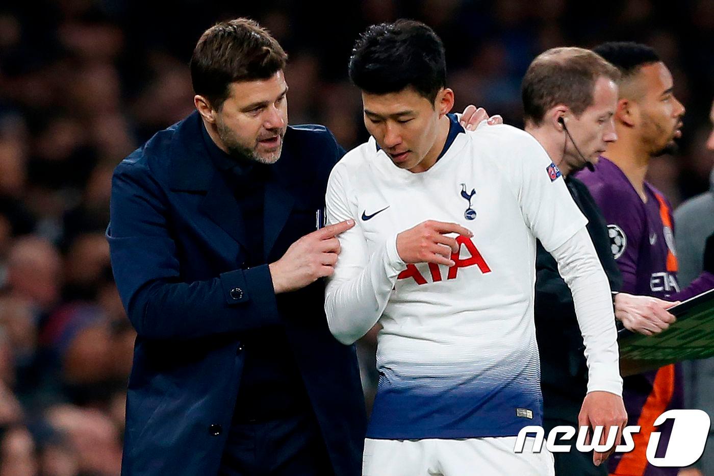 마우리시오 포체티노 감독과 손흥민. ⓒ AFP=뉴스1