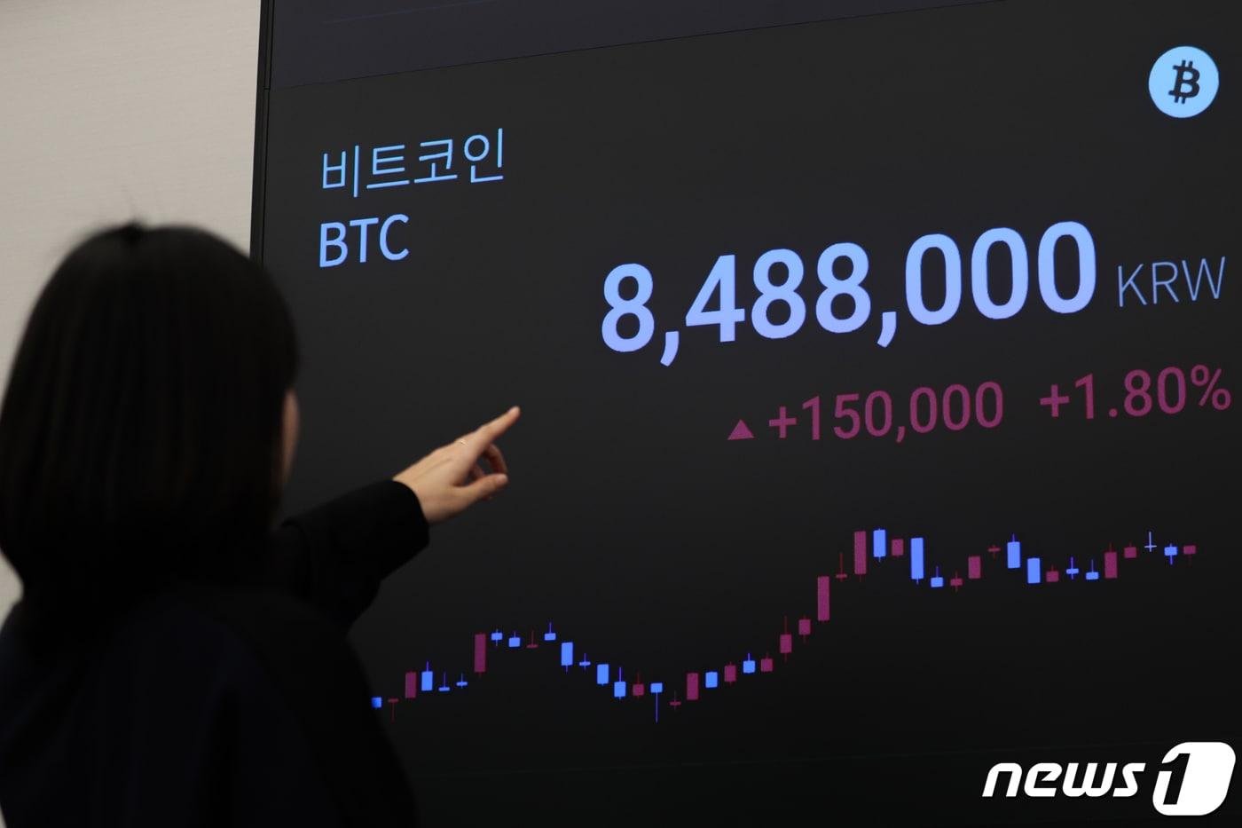 암호화폐 거래사이트 업비트의 시세전광판. ⓒ News1 성동훈 기자