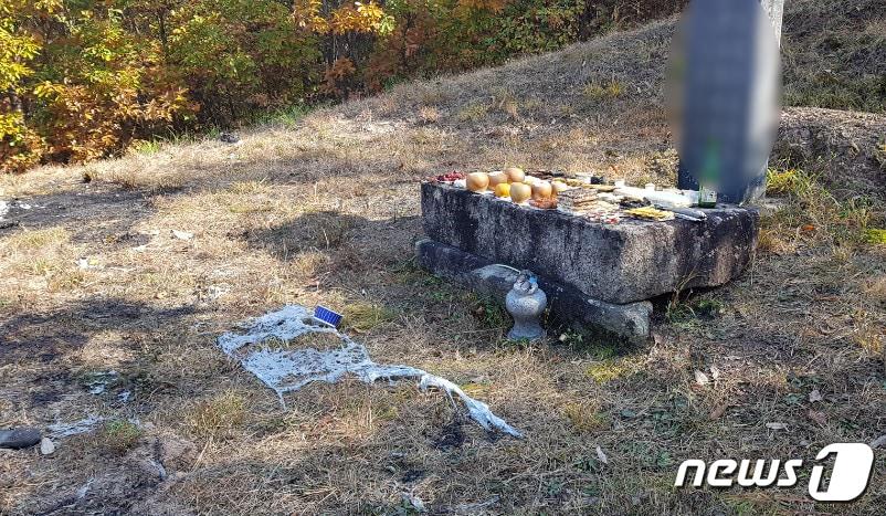 본문 이미지 - 충북 진천군의 한 야산에서 문중 시제(제사) 중 인화물질을 뿌리고 불을 질러 10명의 사상자를 낸 80대에게 무기징역이 선고됐다. 지난해 11월7일 진천군 초평 한 야산에서 발생한 사건 현장. (충북도소방본부 제공) 2019.11.7/뉴스1