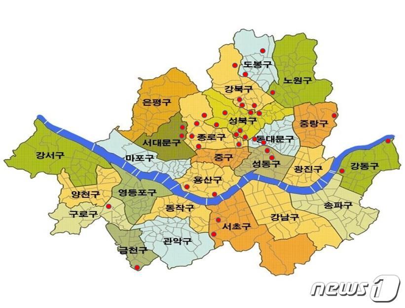 본문 이미지 - 서울시 도시가스 공사 예정지역 현황도. (서울시 제공) ⓒ 뉴스1