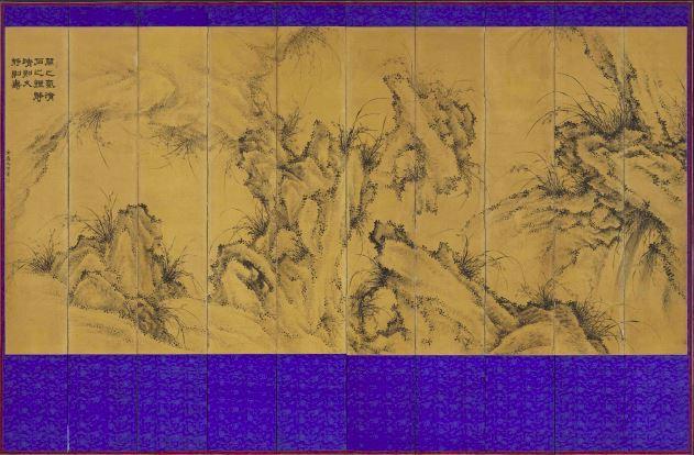 본문 이미지 - 김응원(1855~1921), 난초 바위 그림 병풍(난석도병), 20세기 초.(국립고궁박물관 제공)