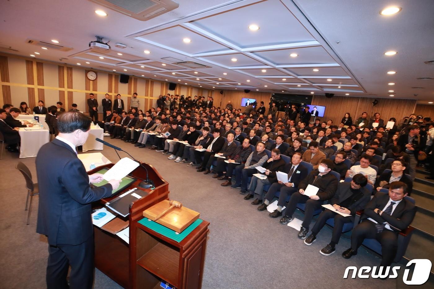 본문 이미지 - 한 상장사의 주주총회 현장 모습. 2019.3.27 ⓒ 뉴스1 이광호 기자