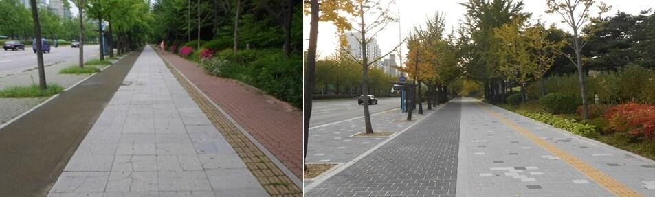 본문 이미지 - 올림픽공원 보도 정비 전후(서울시 제공).ⓒ 뉴스1