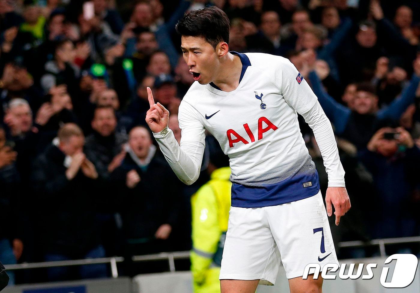 손흥민(토트넘)이 10일(한국시간) 맨체스터 시티와의 UEFA 챔피언스리그 8강 1차전에서 선제 결승골을 넣었다. ⓒ AFP=뉴스1