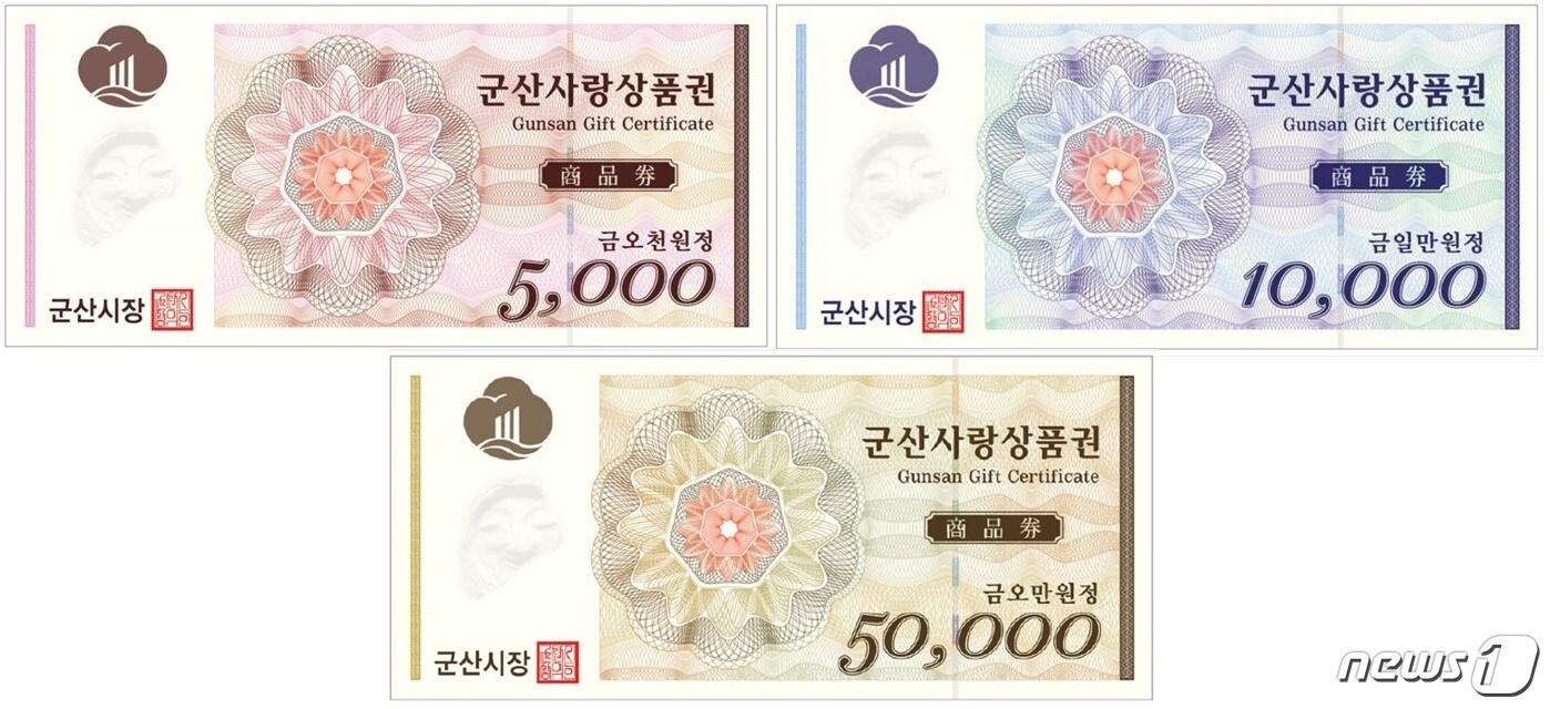 본문 이미지 - 군산시가 지역자금의 역외유출을 막기 위해 발행한 지역화폐인 군산사랑상품권.ⓒ 뉴스1