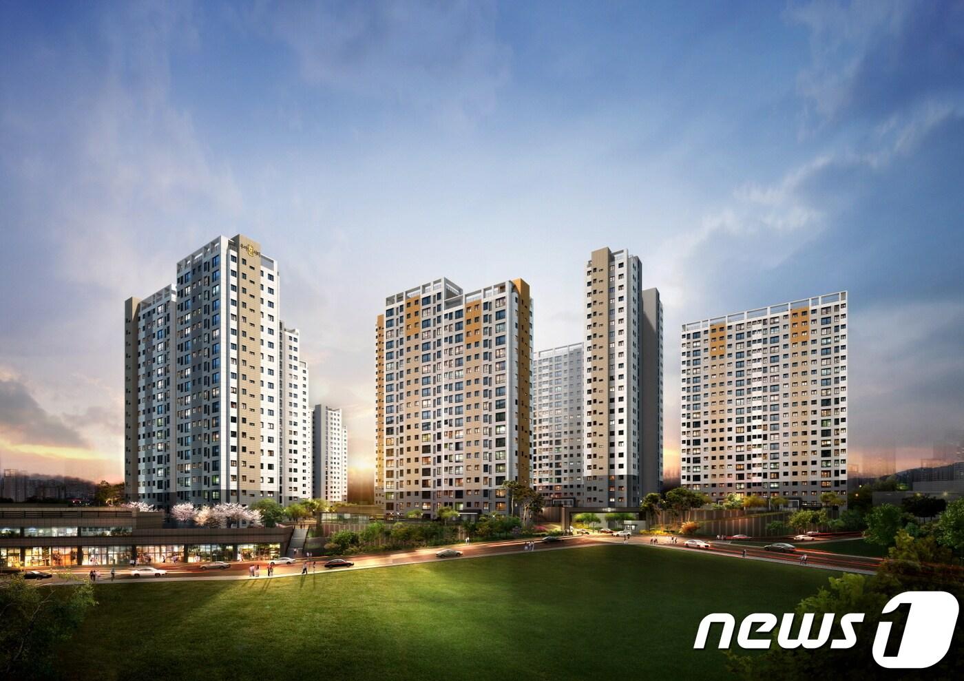 우아주공 1단지를 재건축하는 ‘우아한시티’가 26일 백제대로에 모델하우스를 오픈하고 총 998가구 가운데 조합원분을 뺀 나머지 301가구를 일반에 분양한다. 사진은 조감도(우아주공 1단지 재건축조합 제공)2019.4.23 ⓒ 뉴스1