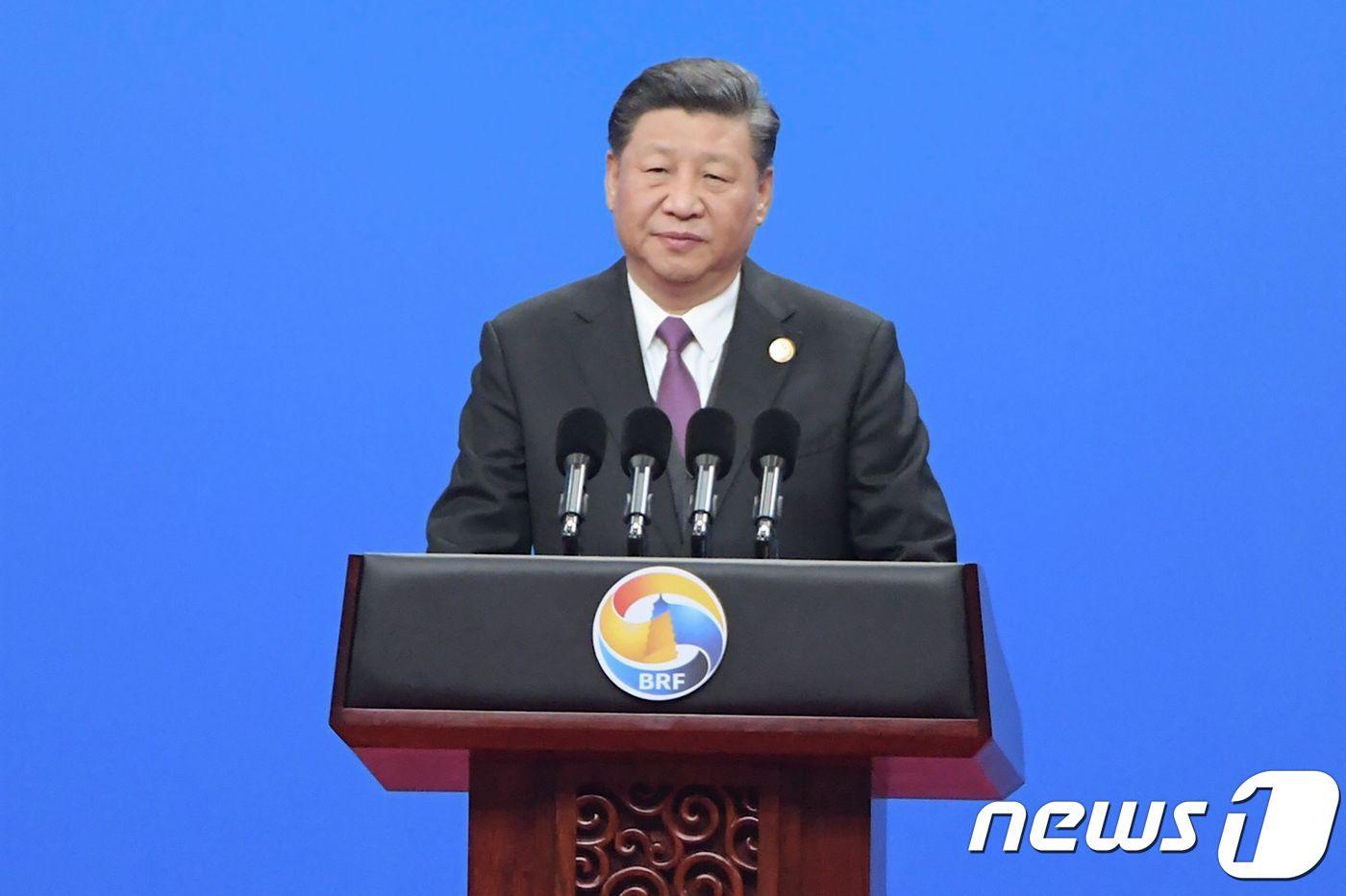 시진핑 중국 국가주석이 26일 일대일로 국제협력 정상포럼 개막식에서 연설하고 있다. ⓒ AFP=뉴스1 ⓒ News1 