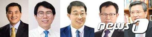 본문 이미지 - 경남 진주갑  총선 출마 예상 인사(사진 왼쪽부터 박대출 한국당 의원, 정영훈 중진공 상임감사, 김헌규 변호사, 갈상돈 진주혁신포럼 대표, 정인철 이사장 · 사진은 무순))ⓒ 뉴스1