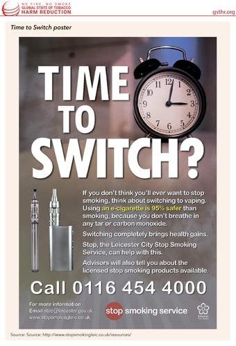 본문 이미지 - 일반 담배 대신 전자담배 전환을 추천하는 영국의 캠페인 포스터 ⓒ 뉴스1