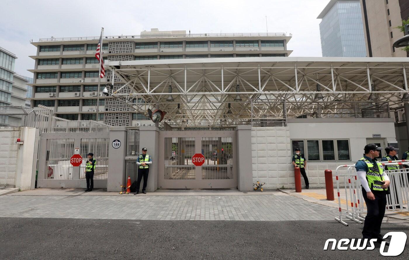 본문 이미지 - 서울 종로구 주한미국대사관 /뉴스1 ⓒ News1 박세연 기자