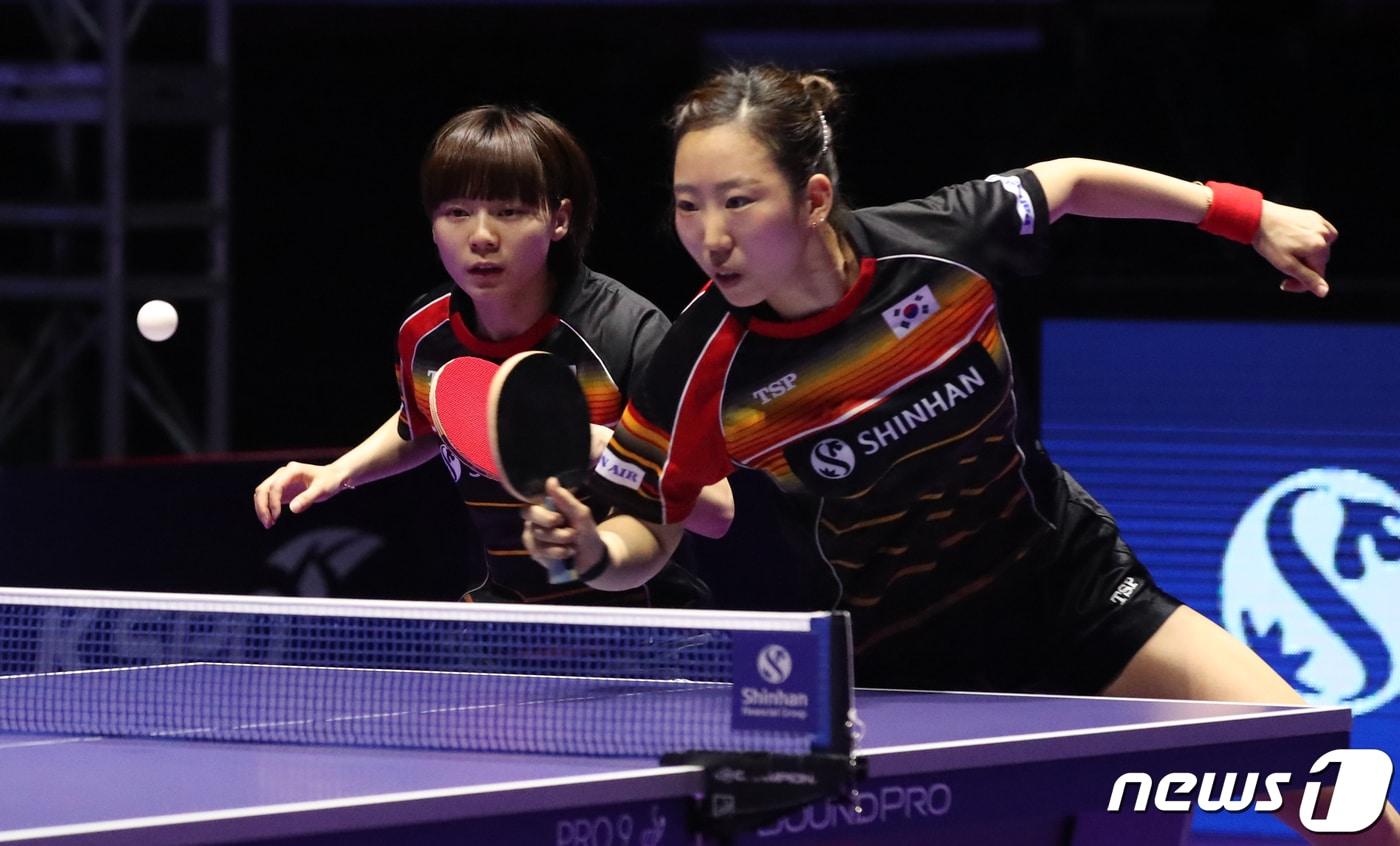 한국 탁구대표팀의 양하은&#40;오른쪽&#41;. 2019.7.6/뉴스1 ⓒ News1 여주연 기자