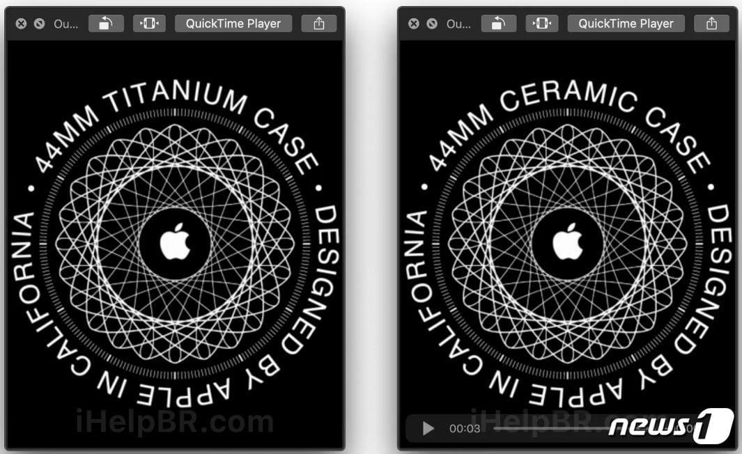 본문 이미지 - 아이헬프(iHelp)BR이 확인한 워치OS6 베타의 애플워치5 유출 이미지. 티타늄·세라믹 케이스가 표기되어 있다. (ihelpBR 갈무리) ⓒ 뉴스1